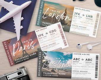 Editable Boarding Pass Template, Printable Boarding Pass, Customizable Plane Tickets Surprise Trip, Airplane Ticket Gift, Instant Download
