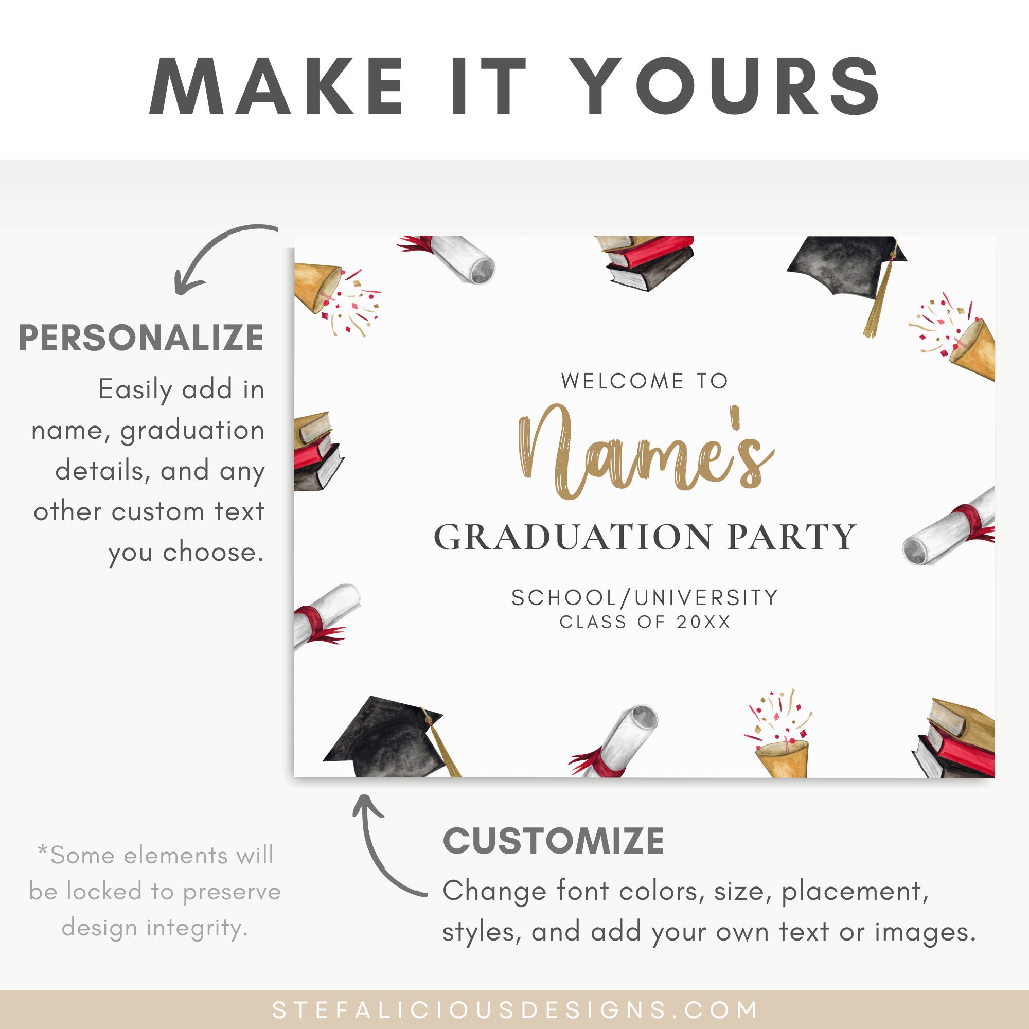 Graduation Welcome Note Graduation Party Welcome Sign Template, Custom Graduation Welcome ...