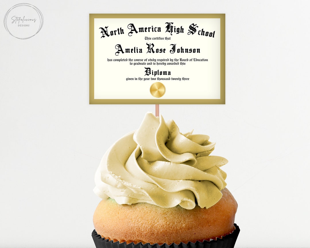 Personalized Graduation Cupcake Toppers Custom Diplomas Etsy