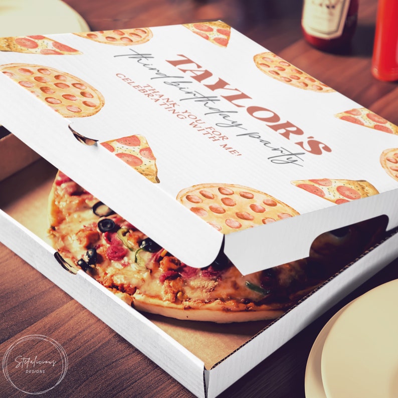 Pizza Box Printable Label Pizza Theme Template Pizza Party Etsy