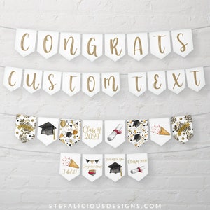 Custom Graduation Banner, Class of 2004 Graduation Party Decor, Personalized Bunting Banner Editable Template, High School College Colors