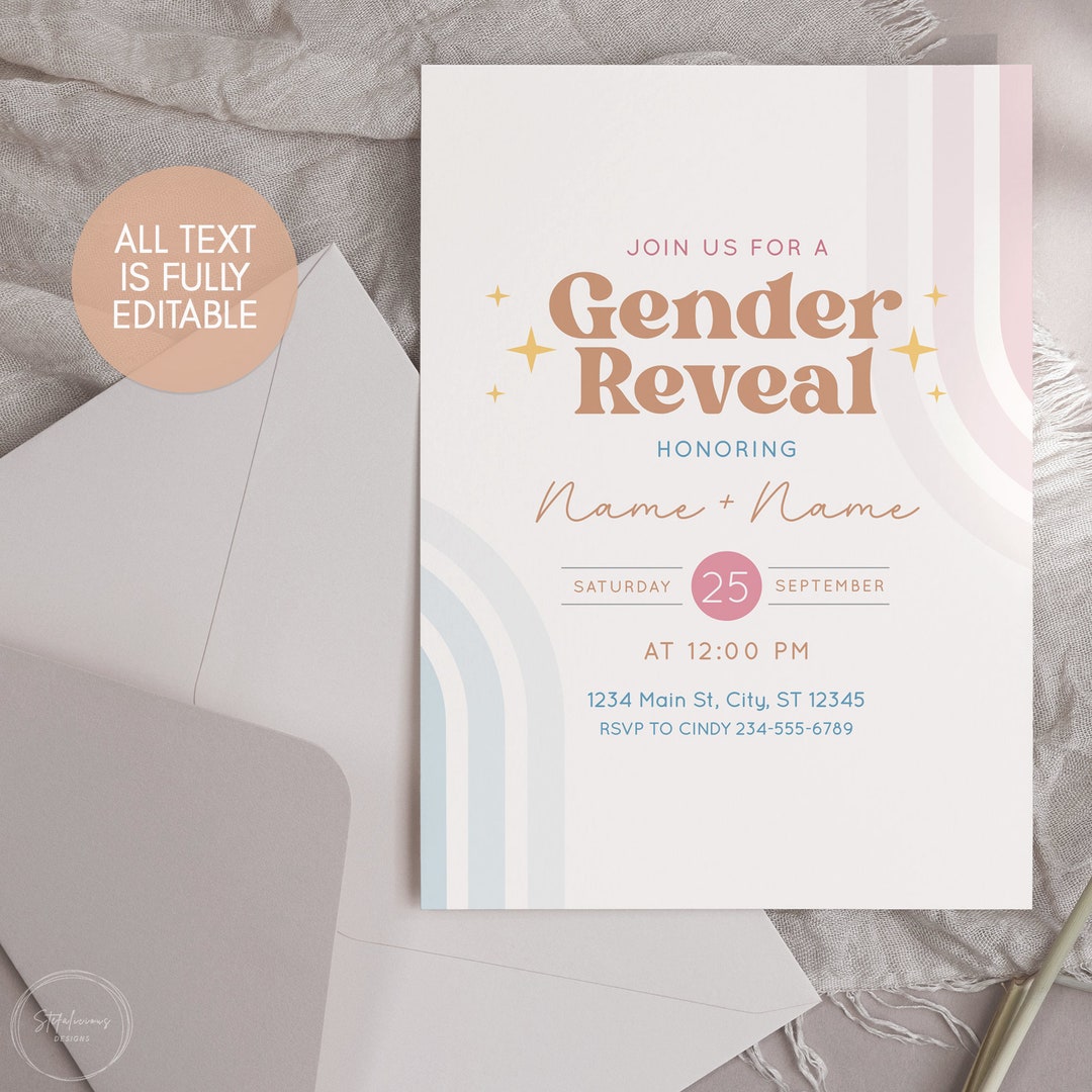 Editable Gender Reveal Invitation, Printable, Digital Invitation, Baby ...