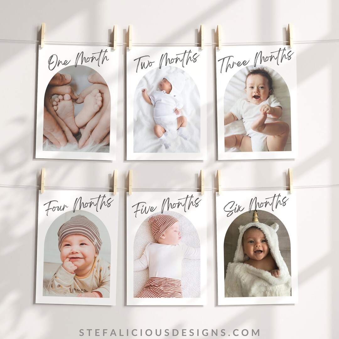 First Birthday Photo Banner Template, Editable Babys 1st Year Monthly ...