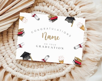 Graduation Card, Congratulations On Your Graduation Card, Personalized Graduation & School Card, Custom Greeting Card Editable Template