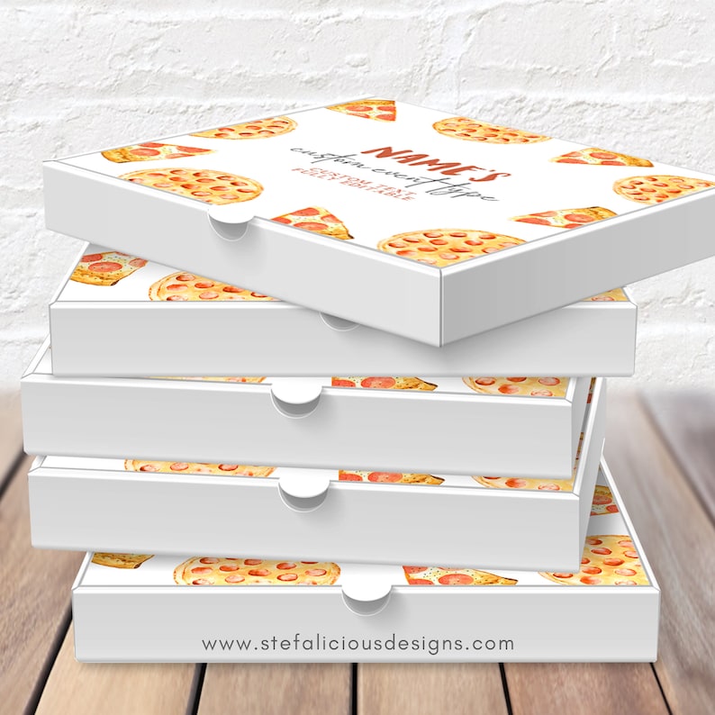Pizza Box Printable Label Pizza Theme Template Pizza Party Etsy