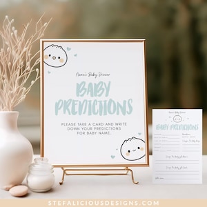 Babyvoorspellingenkaartenset, babyshowerspel, kleine knoedelbabyshower, schattige knoedel Bao Dim Sum Babyvoorspellingenadvies en wensenkaarten