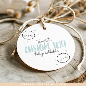 Cute Dumpling Sticker Tags, Printable Little Dumpling Tags, Bao Thank You Tags, Dim Sum Favor Editable Template, Printable Baby Shower