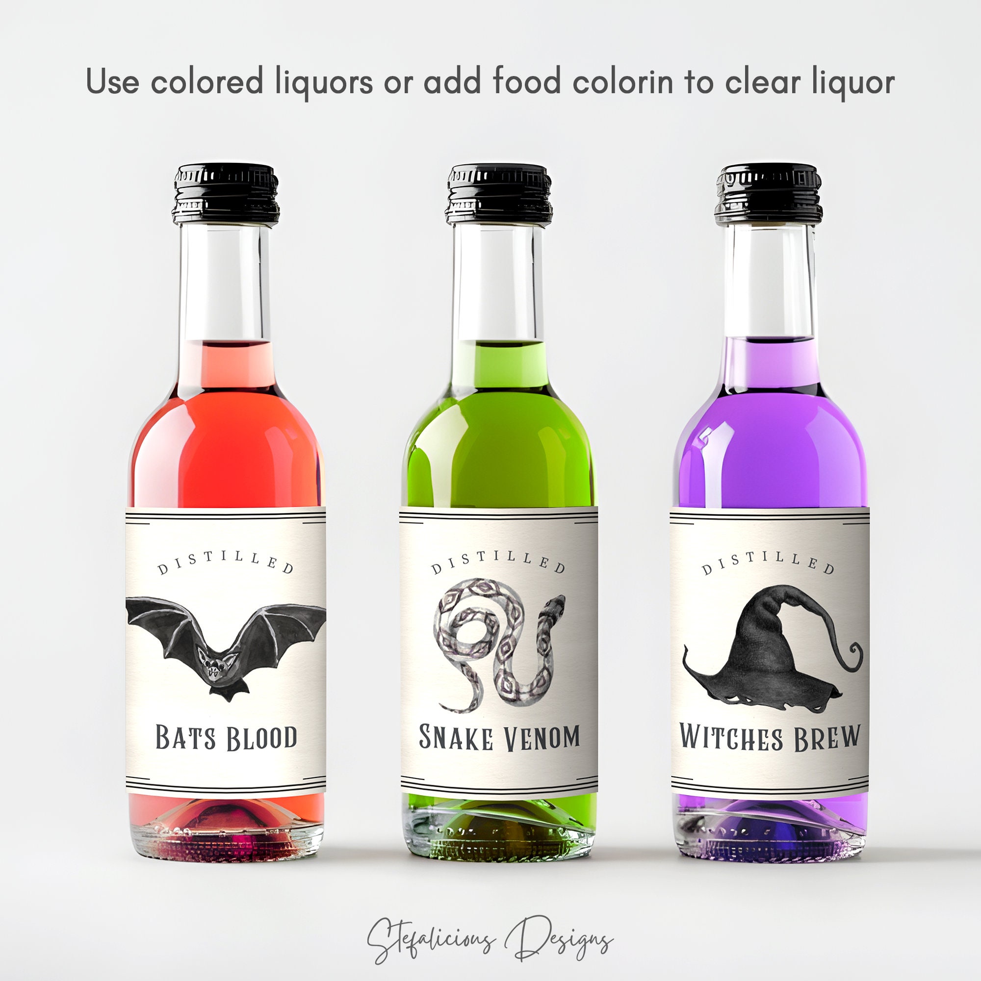 Halloween Mini Liquor Bottle Labels, Vintage Apothecary Potion, 50 Ml ...