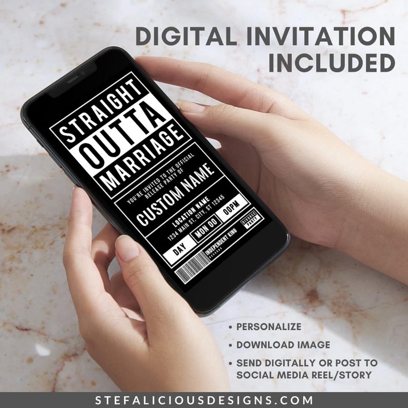 Divorce Party Invitation, Straight Outta Marriage, 90's Party Invite, Digital Invitation, Social Media Post, divorce invitation, single era party, rap party invite, hip hop invite, divorce party card, funny divorce invite, divorce invitation, straight outta marriage, printable invitation, invitation template, digital invite, 90s party invite, 90s nostalgia party