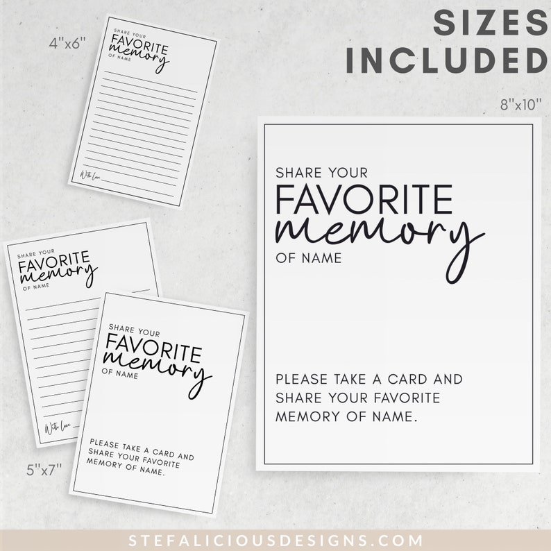 Share a Memory Card Template, Personalized Favorite Memory, Memorial ...