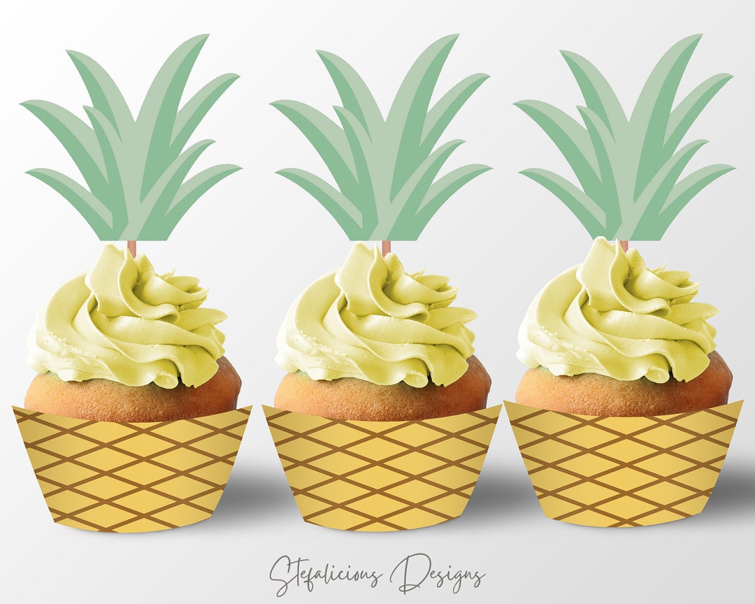 Pineapple Cupcake Toppers, Cupcake Wrappers, Printable Set, Unique ...