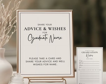 Graduation Advice Cards, Wishes for the Graduate, Class of 2024, Graduation Party, Editable Template, Keepsake, Guest book, Printable, Corjl