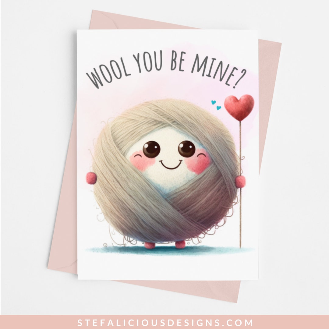 Yarn Pun Card, Cute Kawaii Yarn Printable Greeting Card, Instant