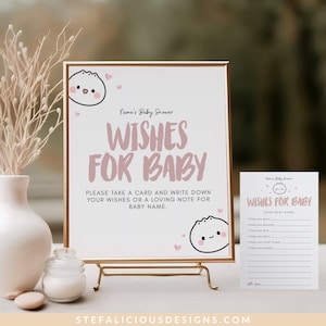 Deseos para el juego de tarjetas de bebé, Consejos para el juego de baby shower, Little Dumpling Baby Shower, Lindo Dumpling Bao Dim Sum Consejos para bebés y tarjetas de deseos