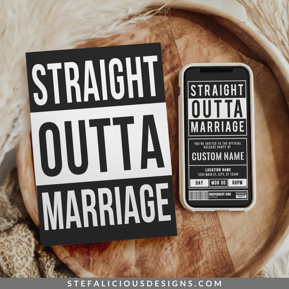 Divorce Party Invitation Template, Funny Straight Outta Marriage Invite, 90s Hip Hop Printable and Digital Divorce Invite, Digital Download