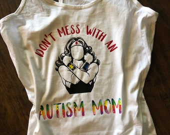 Don’t mess with an autism mom tshirt. Autism shirt. Autism mom shirt. Autism tank. Autism acceptance. Autism awareness.