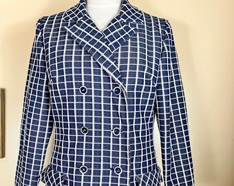 60s Nautical Coat ,navy Pin striped blazer 1970s Runway ,   Military Navy &White Jacket , 70s Clothing ,Preppy Nautical
