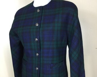 vintage Pendleton Jacket Green Watch Plaid , M laine