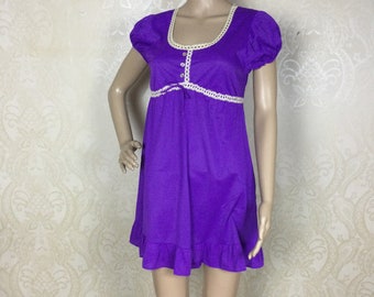 60s purple mini dress, Mod Violet Nightie, Sm