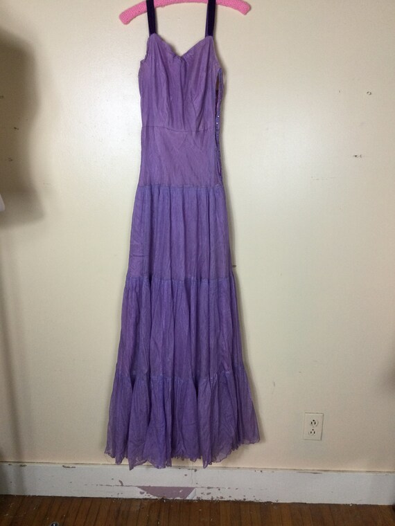 Vintage 50s Lilac prom Dress, Purple Tulle full s… - image 9