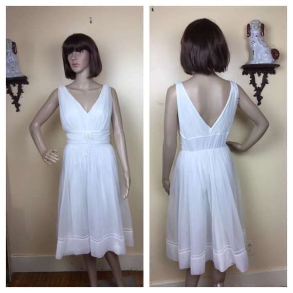 Vintage lingerie , 50s lingerie, sheer White Night