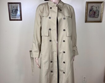 70's vintage  khaki trench coat , zip out lining   ,new old stock , sm