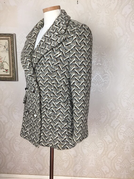 Vtge 50S Coat Brown Tweed , Double breasted wool