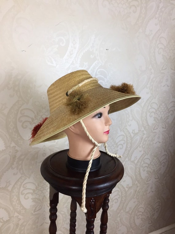 Vintage 60s Straw Beach Hat , - image 9