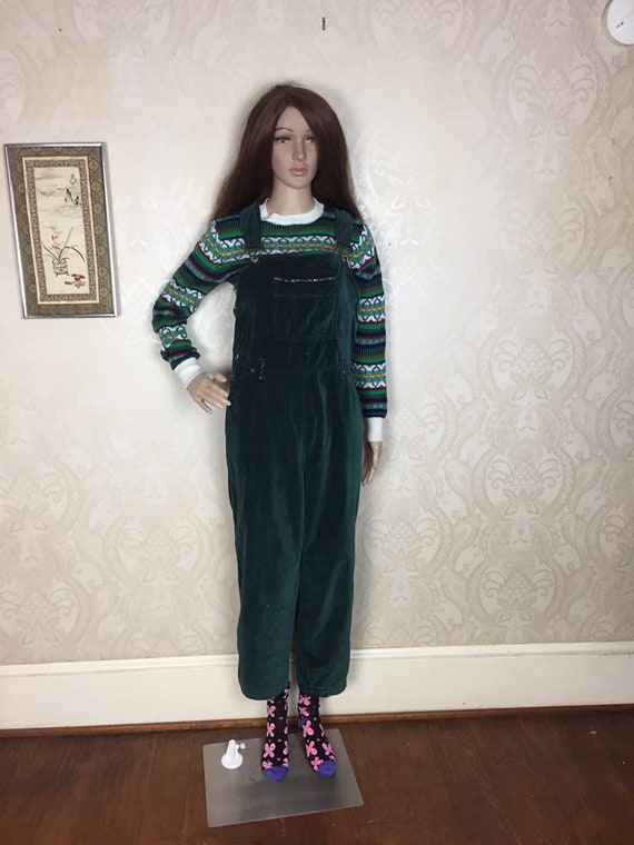 Vintage 90s Overalls , Green bib overalls, Sm , s… - image 2