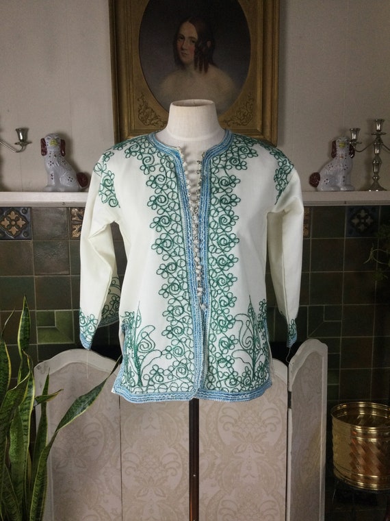 70s Mexican Embroidered Blouse Jacket Bell Sleeve Ethnic - Etsy