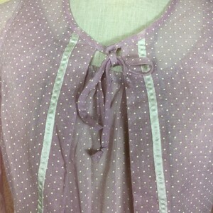 Vintage 70s lavender polka dot prairie dress , Sm M image 9