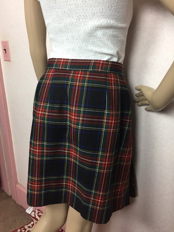 90s Red and Black plaid Mini wrap skirt sm w26 sm… - image 6