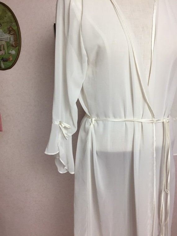 Vintage 80s Ivory sheer Peignoir  , 19 Ivory chif… - image 2