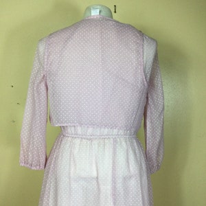 Vintage 70s lavender polka dot prairie dress , Sm M image 6