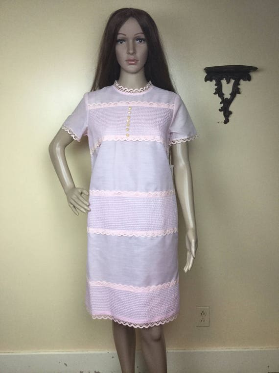 Vintage  60s Pink Dress 1960s Mod Vicky  Vaughn M… - image 1