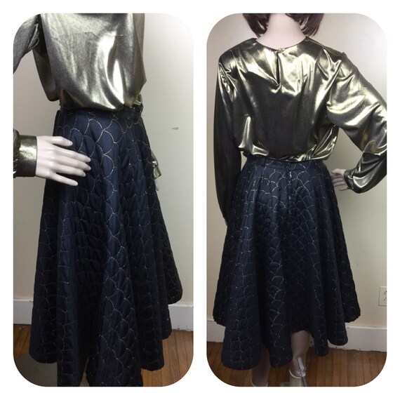 Vintage 50s Skirt , Full Sweep Rockabilty Black G