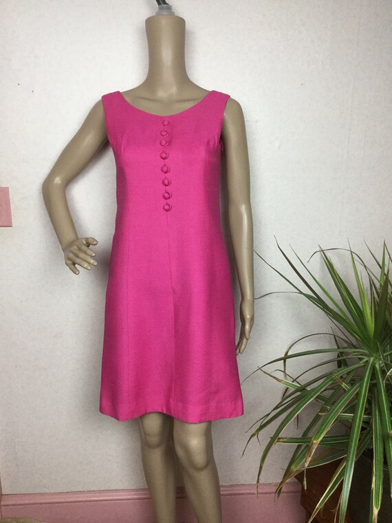 Vintage 60s Hot Pink dress, Mod 1960s Hot Pink Min
