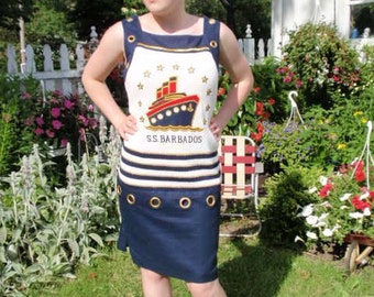 90s  dress nautical shift sailboats