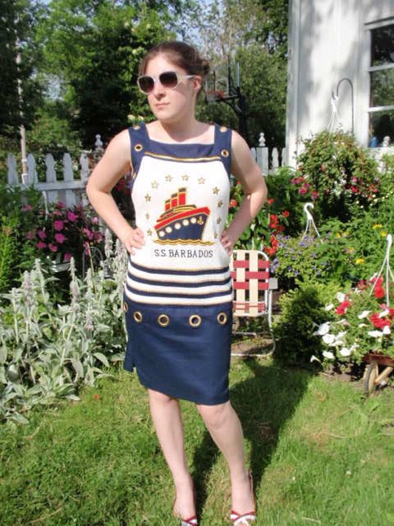 90s dress nautical shift sailboats