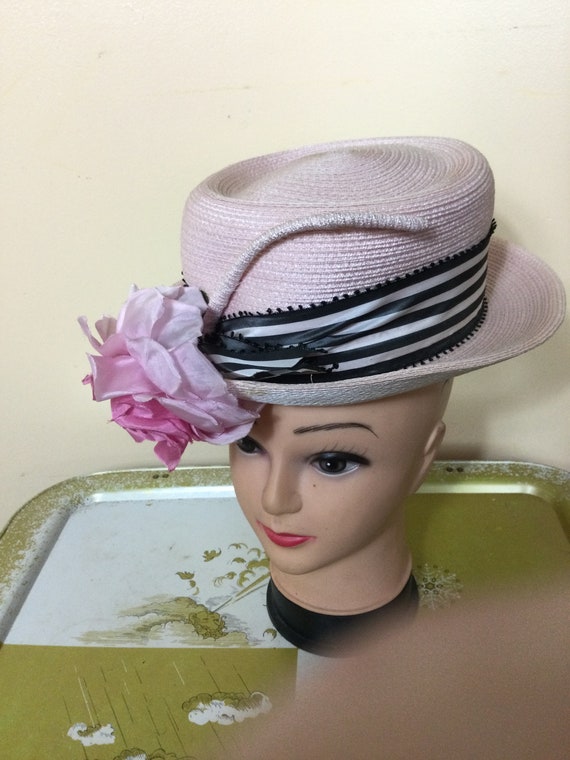 Vintage Rare 50s  Pink Hat ,Frank Olive New York … - image 3