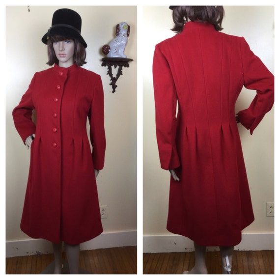 Vintage 50s Red ,Coat, 1950s Red wool Coat, Mrs.