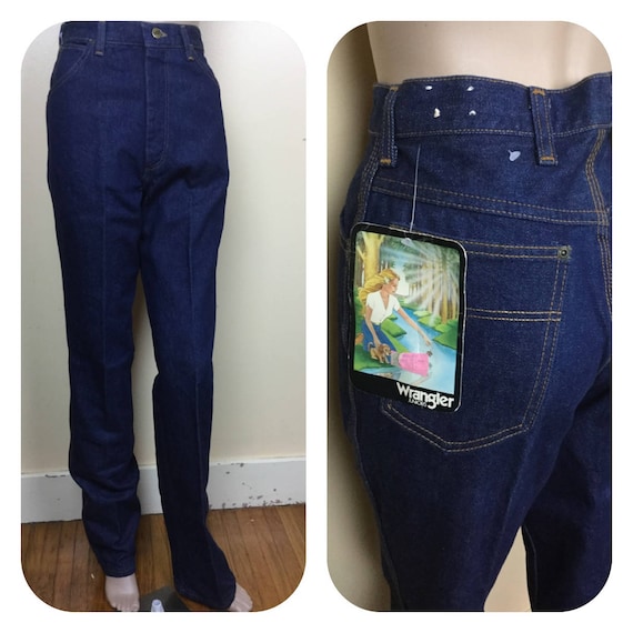 Vintage 70s Wrangler Jeans , High waist jeans dark