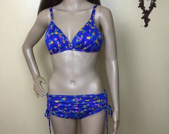 70s Sears  Junior Bazaar Bikini , Vintage 1970s Floral 2 piece Swim Suit , Sm