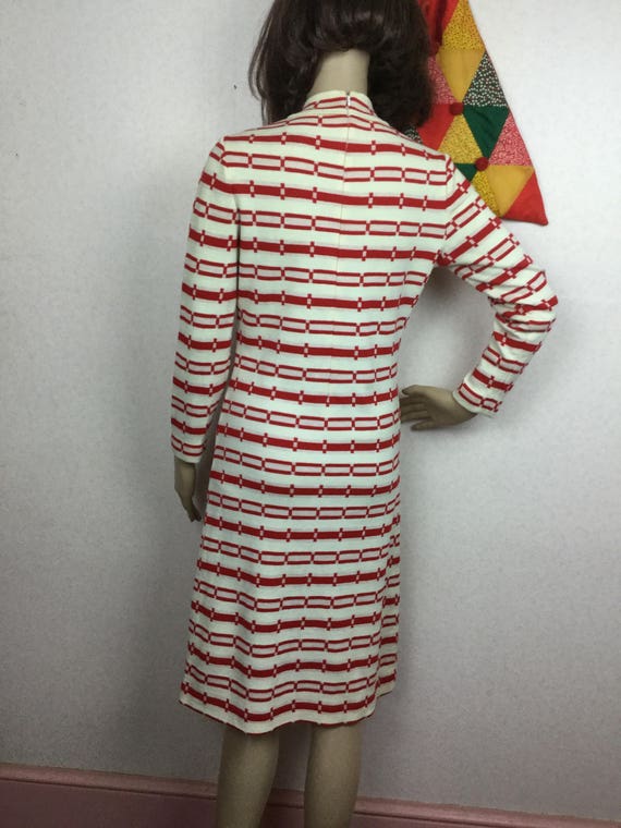 Vintage 70s Red &White Italian Knit Dress, 1960s … - image 5