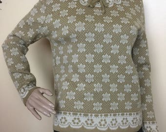 Vintage 1960s Catalina Snowflake Sweater, Small