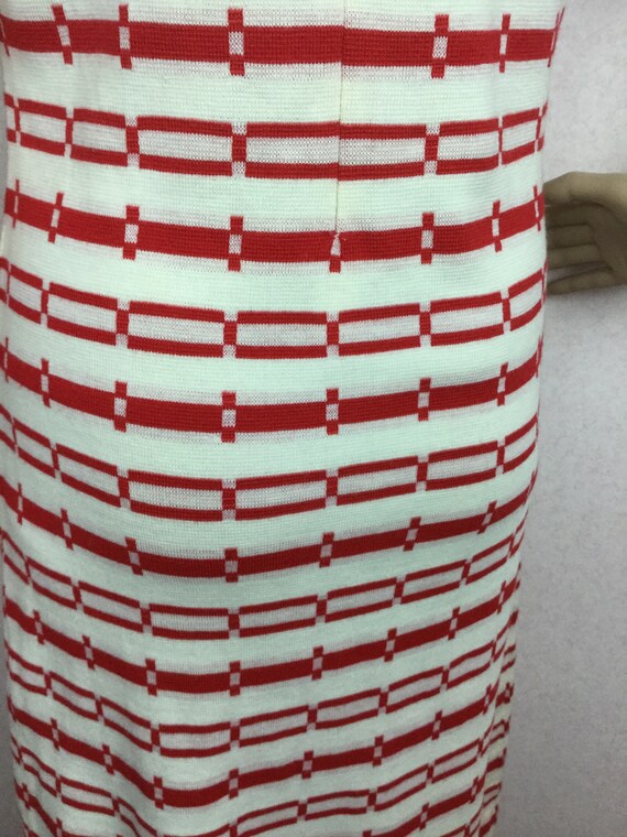 Vintage 70s Red &White Italian Knit Dress, 1960s … - image 7