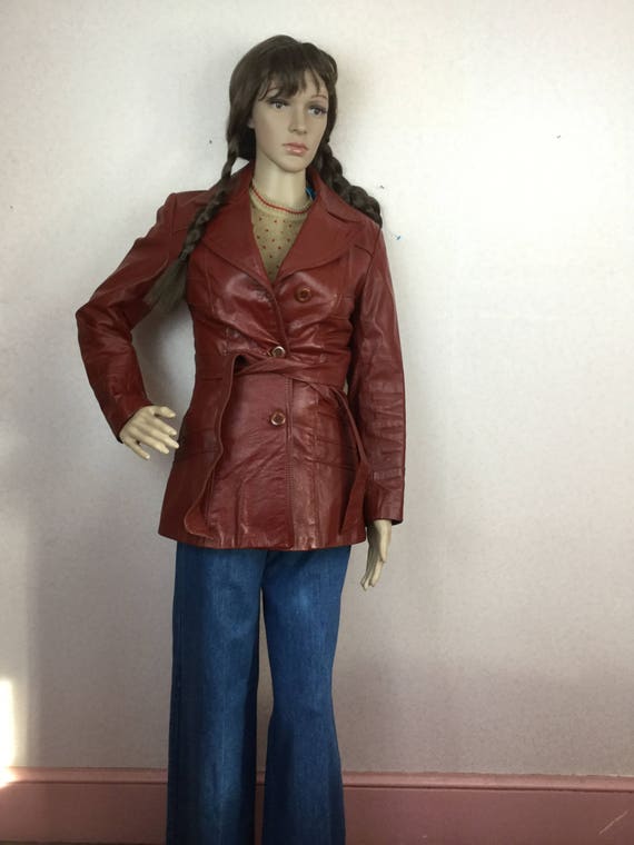 70s leather jacket, Vintage Chocolate Browqn hipp