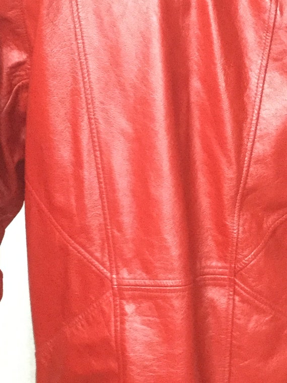 Vintage Red Leather cocoon Coat, Buttery Soft Hip… - image 5