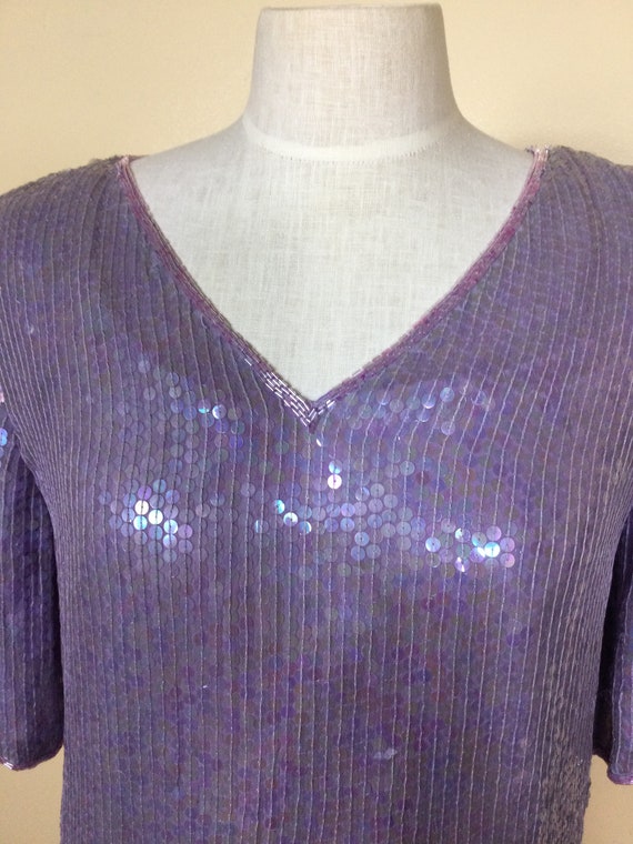 Vintage lilac sequin top, Disco top , Balletcore;… - image 10