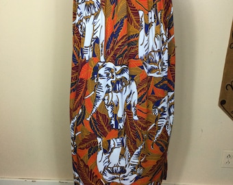 Vintage 70s Elephant Maxi Skirt M